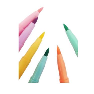Imagem de Kit 6 Canetas Coloridas Tons Pastéis E Neon Hidrográficas Trend Brush 