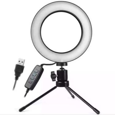 Imagem de Ring Light Iluminador 6 Polegadas 16Cm Usb Led Tripé Mesa