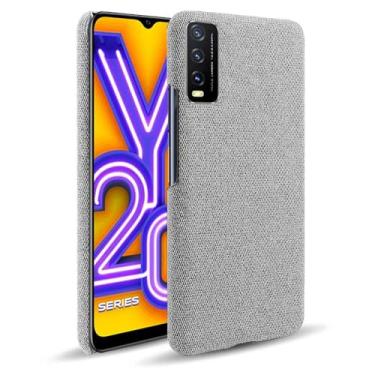 Imagem de Capa para vivo Y20,Capa desenhada em lona,Case Protetora Ultrafina com Empunhadura Macia,Design em Tecido Antichoque e Antiarranhões-Light gray