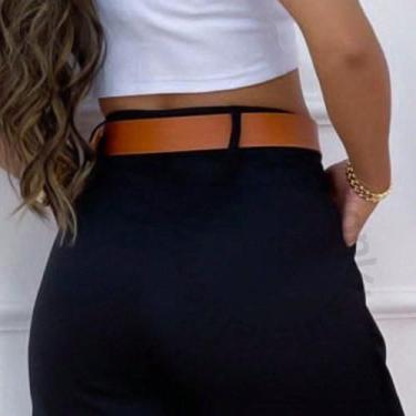 Imagem de A-Lows A&L Short Saia Alfaiataria Social Cintura Alta, Preto, M