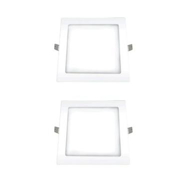Imagem de 2 Plafon Ourolux Embutir 18w Biv 2700k Quadrado