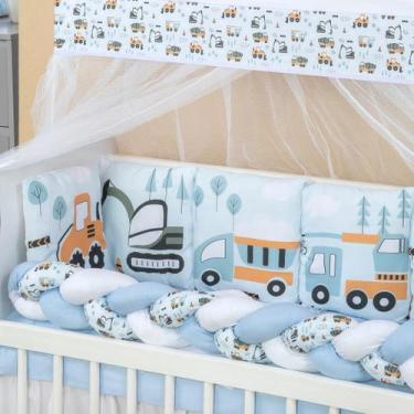 Imagem de Kit Mini Berço com 12 peças  Saia de Berço Bebê Menino Transportes - C