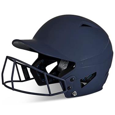 Imagem de CHAMPRO HX Capacete de softbol com ajuste rápido com máscara em cor sólida e acabamento fosco
