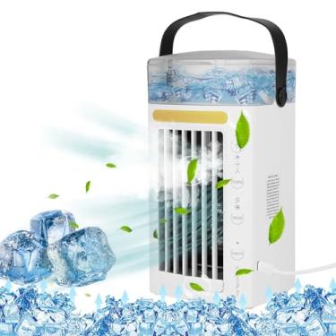Imagem de KOCASO Ar condicionado portátil, refrigerador evaporativo com névoa de água, 3 velocidades e luz noturna - Mini ventilador de ar condicionado alimentado por USB para quarto, escritório e casa