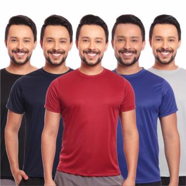 Imagem de Kit 5 Camisas Masculina Manga Curta Dry Fit Proteção Uv - Brás e Cia, 