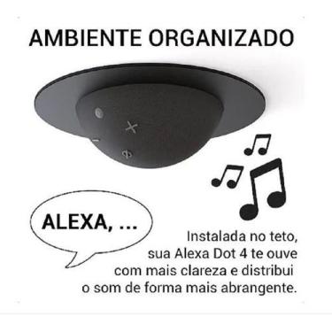 Imagem de SUPORTE de EMBUTIR NO TETO  Preto Alexa Echo Dot 4 & 5 - Redondo - ao 