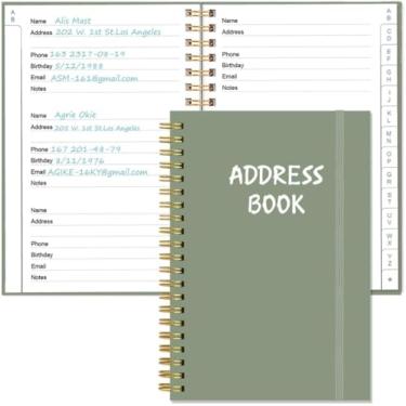 Imagem de Livro de endereços com abas alfabéticas - Telefone e agenda de endereços com contatos de endereço, data especial, telefone, aniversário e senha de login na Internet para casa e escritório, 14,7 cm x