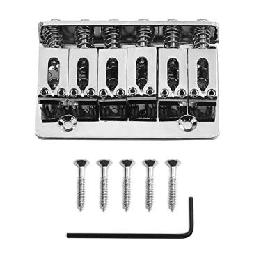 Imagem de MAXCHEER Ponte De Sela Rígida Fixa Metal 65 Mm Com Carregamento Superior Para Guitarra Elétrica 6 Cordas Ou Stratocaster (Cromada, Mm)