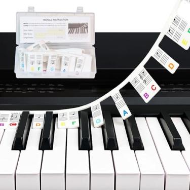 Imagem de MUSIQ MAKER Etiquetas Removíveis Para Teclado De Piano Aprendizado, Guia Notas E Teclas 88 61 Teclados. Diga Adeus Aos Adesivos.