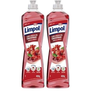 Imagem de Kit + 2 Detergente Concentrado Liquido Cereja Hibisco Limpol Bombril 400g + 400g.