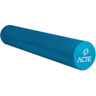 Imagem de Rolo de Exercício em EVA, 90 x 15 x 15 cm, Azul, para Pilates, Alongamento e Massagem