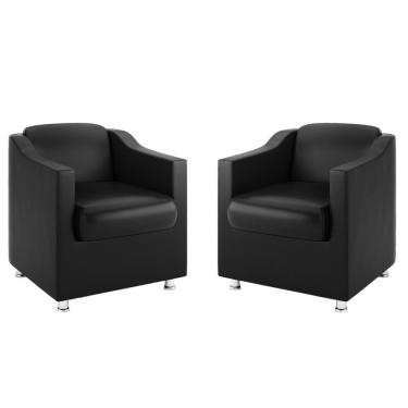 Imagem de Kit 2 Poltronas Tilla Preto Consultorio Recepção Preta