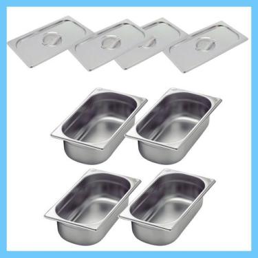 Imagem de Kit de 4 Cubas Gastronômicas Com Tampa Buffet Inox 1/2 65mm - Zepper