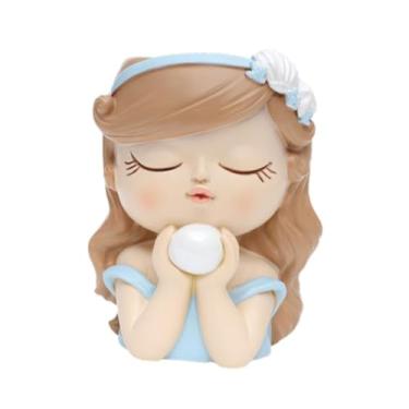 Imagem de WeiLaiKeQi Vaso de rosto de, suporte para bonsai, vaso de artesanato, desenho animado, resina, escultura decorativa colecionável, de flores de resina, de, Azul Marrom, 8x8x11cm