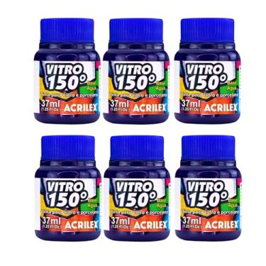 Imagem de Kit Com 6 Tintas Vitro 150º 37ml Azul 559 - Acrilex Resistente a Lavagens! Para Dar Um Acabamento Vibrante E Duradouro Às Suas Peças Garantindo A Durabilidade E A Beleza Dos Seus Projetos