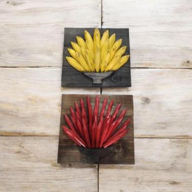 Imagem de Dupla quadros madeira maciça meio metro - Serginho entalharte