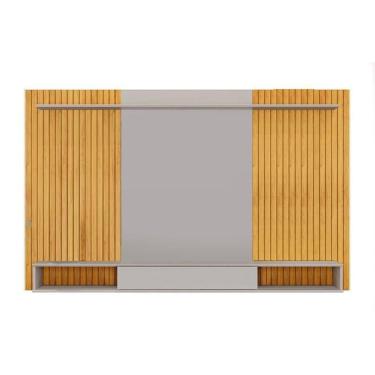 Imagem de Painel Home p/ TV até 70 Pol Leo c/ Nicho 215x136cm Freijo/Off White - DJ Móveis