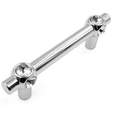 Imagem de JETLAND Puxadores de cristal de gaveta de armário, pacote com 4, cromado com vidro transparente, centros de orifício de 7,6 cm, cruz brilhante, alças de armário para móveis de mesa de cabeceira de