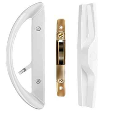 Imagem de Lengtimo Fechadura de porta deslizante com fechadura de encaixe (sem chave), maçaneta de porta deslizante de pátio, design reversível, fechadura de porta de vidro deslizante para espaçamento de 3-15/16 polegadas