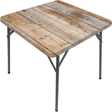 Imagem de Capa de mesa de madeira ajustada, estampa de textura de prancha de madeira, toalha de mesa impermeável interna/externa, sala de jantar de pátio e cozinha, serve para mesa de 122 x 182 cm