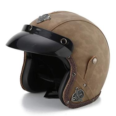 Imagem de Capacete De Motocicleta Open Face Medium Chopper Scooter Couro 3/4 Open Face Capacete De Bicicleta, CC01, XXL-Suitable for head circumference/63-64cm