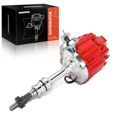 Imagem de A-Premium Distribuidor De Ignição Com Tampa E Rotor Compatível Ford 351C 351M 400 429 460 Hei 7500 Rpm 65K Bobina, Vermelho