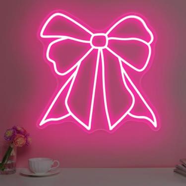 Imagem de DUOLIYBC Letreiro De Neon Com Laço, Arte Parede Fita Estética Para Quarto Rosa, Berçário E Salão Beleza, Decoração Luz Led Feminino, 36,5 Cm X 35,5