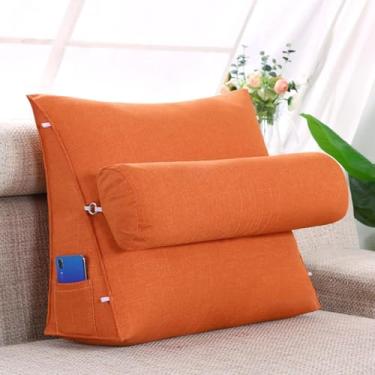 Imagem de Almofada De Leitura Ajustável,almofadas Lombares Triangulares Cunhas De Cama,almofada De Cintura De Sofá,com Almofada Redonda,usada Para Cama,sofá,l, Sky Blue, 45 * 45 * 20cm (with round pillow)