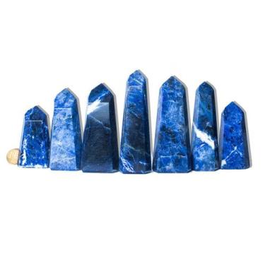 Imagem de 01 kg Pontas Sodalita Azul Lapidado Médio Gerador Atacado - Cristaisde