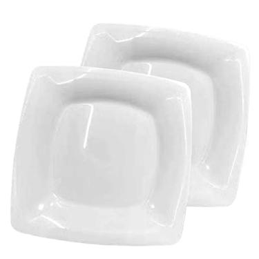 Imagem de Pratos Refeição Raso Quadrado Almoço/Jantar/Lanche(Branco,10)
