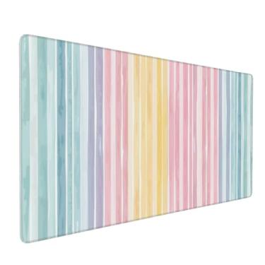 Imagem de 90 x 40 cm, 2GG, tapete de mouse grande para mesa, teclado estendido para computador, escritório, mouse pad grande para laptop, pc para jogos - arco-íris listrado colorido