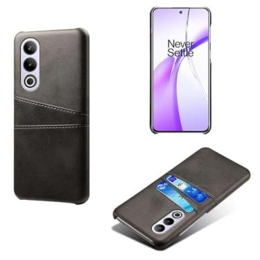 Imagem de Capas Compatível com Oneplus ACE 3V,Caso de couro PU-Tampa de telefone a prova de choque com 2 slots de cartão,Proteção anti-impressão digital e anti-gota-Black