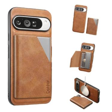 Imagem de JIAONASHIJIA Compatível com capa para Google Pixel 8a - carteira magnética de couro - bloqueio de RFID - suporte de cartão de crédito destacável 2 em 1 - capa à prova de choque - compartimentos para