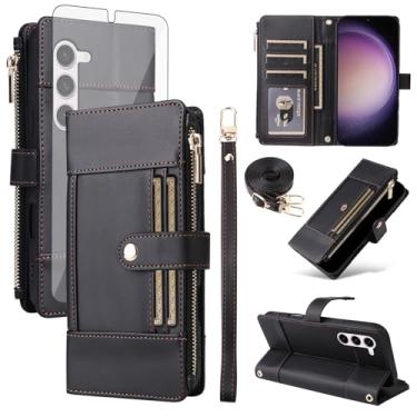 Imagem de Asuwish Capa de celular para Samsung Galaxy S23 5G com protetor de tela de vidro temperado com bloqueio de RFID, alça transversal, suporte para cartão S 23 23S GS23 G5 SM-S911U 15.5 cm feminino