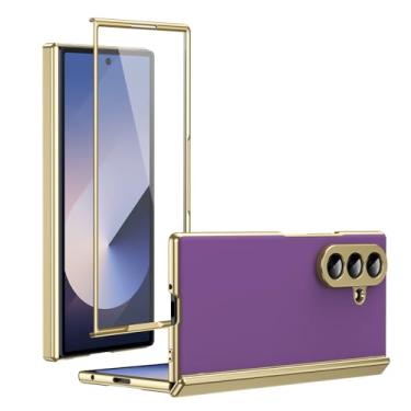 Imagem de AKABEILA Capa para Samsung Galaxy Z Fold7 5G com suporte magnético para veículo elétrico rígido PC bumper antiqueda fina antiderrapante capa de telefone flip AG-roxo