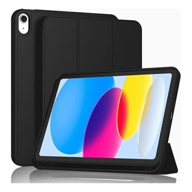 Imagem de Capa Case PREMIUM Anti Impacto com função sleep e suporte para iPad 10 10.9" e iPad 11 A16 2025 Com Compartimento Para Pencil Caneta Tampa Magnética (Preto)