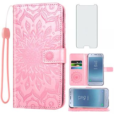 Imagem de Capa de telefone para Samsung Galaxy J3 Orbit J 3 Star 2018 3J Achieve carteira com protetor de tela de vidro temperado Flip Cover suporte para cartão celular Glaxay J3V V 3ª geração SM J337A J337V