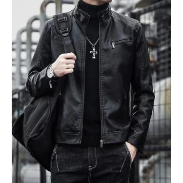 Imagem de Jaqueta De Couro Masculina Executivo Moderna Slim Moto Frio - Vmong, P