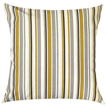 Imagem de Capa de Almofada Listrado Amarelo e Cinza Impermeável 45x45cm - Sua Ca