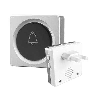 Imagem de Campainha Sem Fio Wireless Inteligente Bivolt Residencial Comercial com Botão Emergencial para Comunicação com Idosos 38 Sons Premium (Cinza)