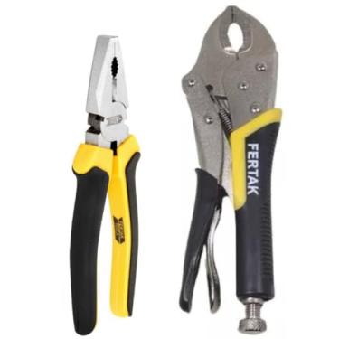 Imagem de Kit-1 Alicate de Pressão Emborrachado 10"+1 Alicate Universal 8 Pol Eletricista Isolado Fertak