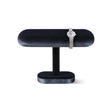Imagem de Dansmiy Suporte de exibição de relógio de veludo resiliente, suporte de joias em forma de T para colar de pulseira, suporte de exibição de bancada de varejo de joalheria (cinza, semi-plano)