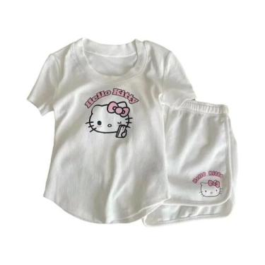 Imagem de Conjunto De Pijama Infantil Hello Kitty 120-160cm Verão Desenho Animad