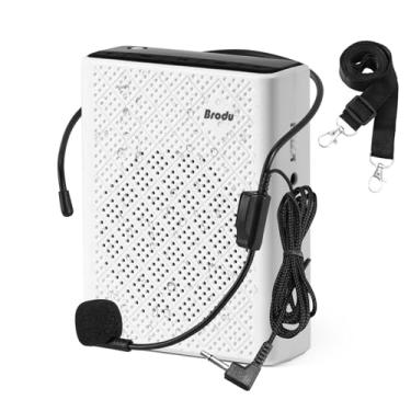 Imagem de Amplificador de voz para professores com microfone com fio, fone de ouvido e cintura, alto-falante portátil recarregável megafone (branco)