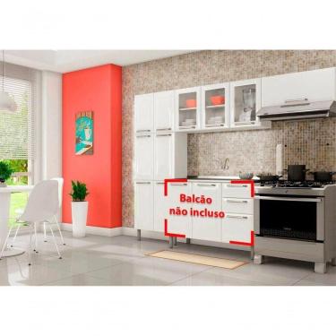 Imagem de Cozinha Completa Branca Em Aço 3 Peças Tarsila Com 3 Vidros