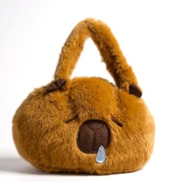 Imagem de Medidas Bolsinha de Mão Capivara em Pelúcia, 22x16cm, Brinquedo Infantil com Gotinha