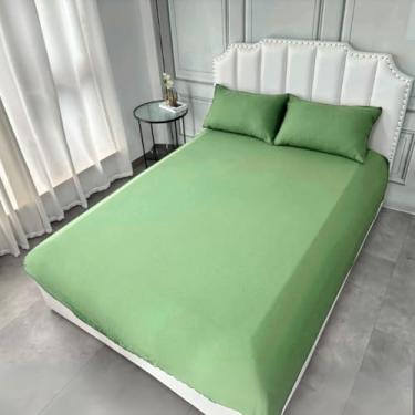 Imagem de Lençol De Elastico Queen, 600 Fios, 100% Algodão Egípcio, 3 peças, 160x203cm (Verde)