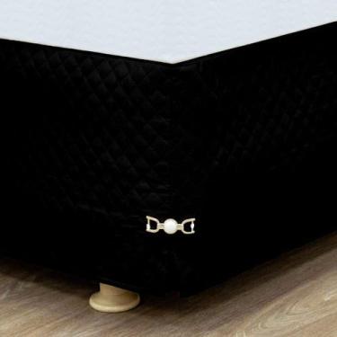 Imagem de Saia Box Casal Padrão Matelassado Serve Para Cama Baú - Decor, Preto