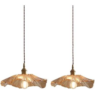 Imagem de American Creativity Pingente De Luz Retrô Âmbar Flor Pingente Lâmpadas E27 Ajustável Quarto Pendurado Luminárias Vidro Feito à Mão Ilha De Cozinha Pendurado Lâmpadas, 2 lights