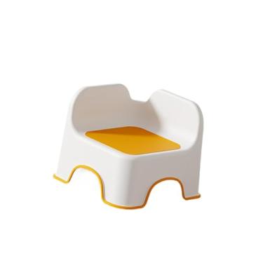 Imagem de Llazsybz Banqueta Pequena para Crianças, Banco de Chuveiro Confortável Ergonômico com Encosto, Pufe para Sapatos, Apoio para Os Pés para Apartamento, Sala de J, Laranja